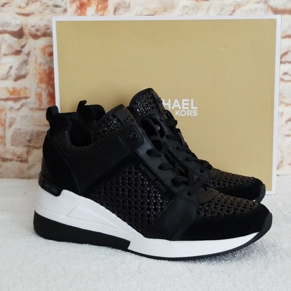 georgie faux leather wedge trainers